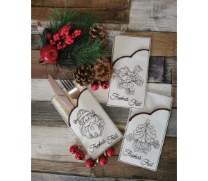 Stickserie ITH - Bestecktaschen Einsteckhüllen White Christmas mit Serviettenring